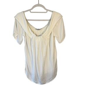 Current Air White Animal Print Blouse Size M Neutral Minimalist Quiet Luxury